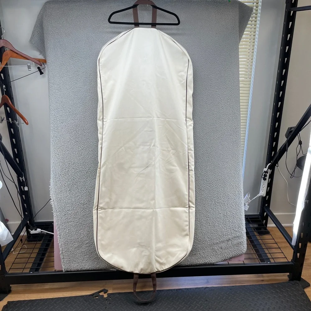 Hermes Garment Bag Unisex OS Adult Cream Canvas Brown Trim Logo Travel Case